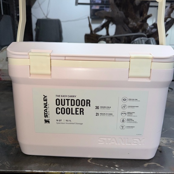 Stanley Pale Pink Outdoor Cooler with Cream Accents